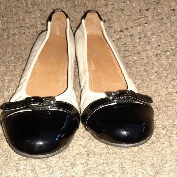 RUDSAK-Canadian Luxury Brand-Patent & Leather Ballet Flats-Taupe/Black-Sz 36-New - Picture 3 of 6